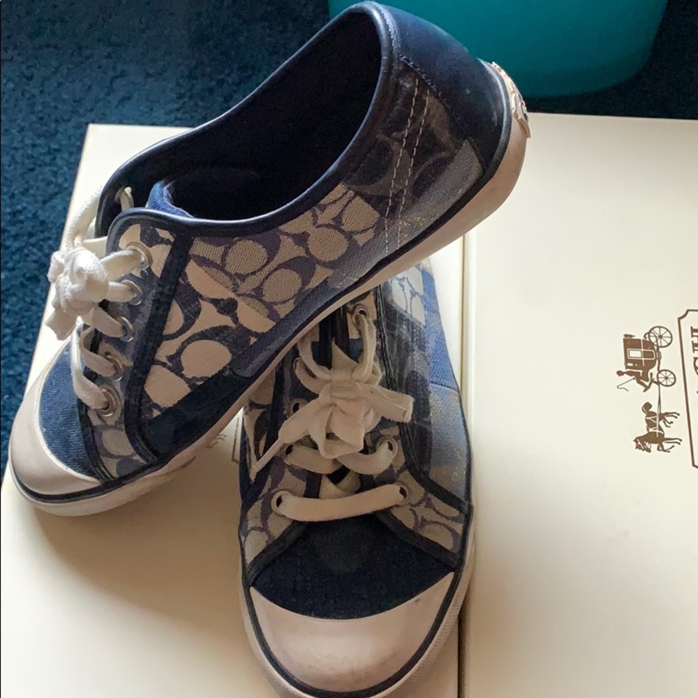 Coach denim patchwork plaid sneakers